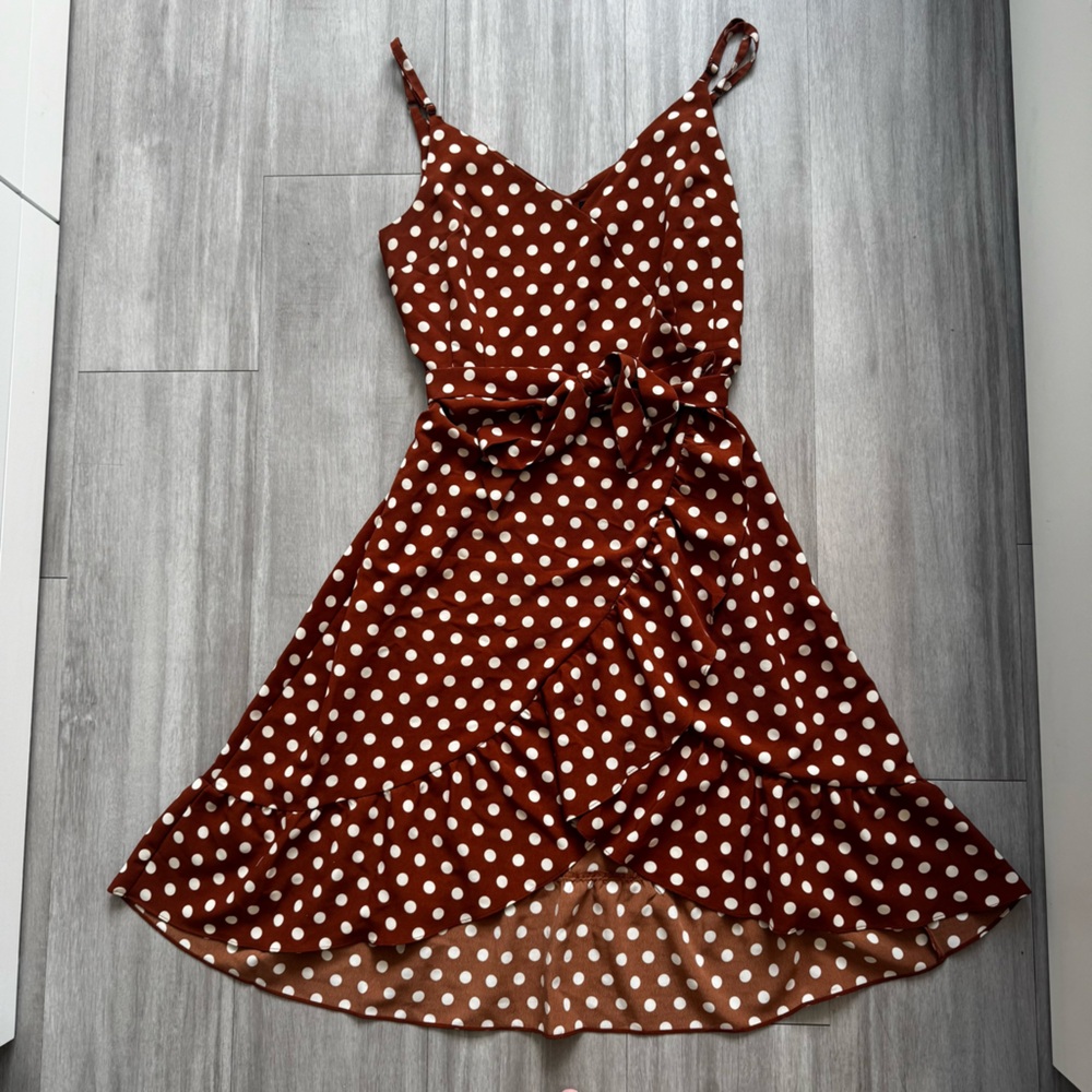 Sanctuary brown and white polka dot dress